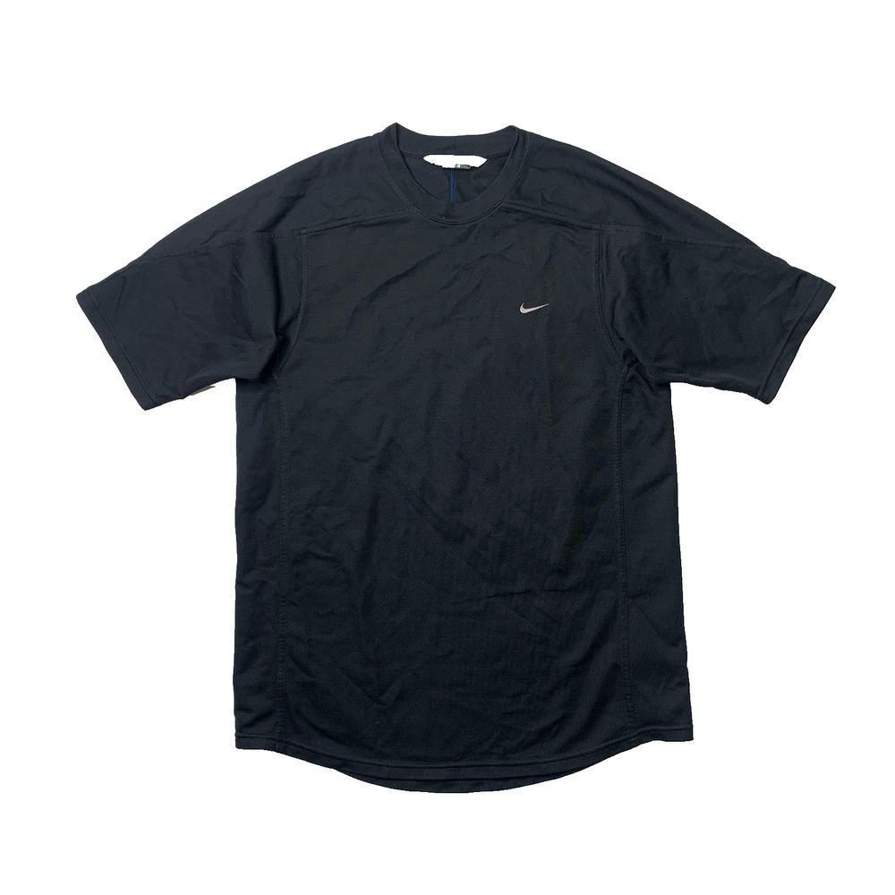 Vintage Nike T Shirt Mens M Medium Black Mini Swoosh Mesh Knit Jersey Y2K Era